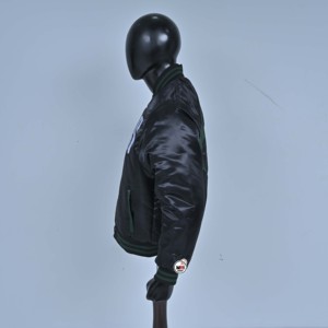 Chaqueta de Invierno para Hombre, Negra, de Satén y Lona, Casual, con Letras Bordadas, Cuello Alto, Resistente al Viento, Transpirable y Calefactable - Product Image 2
