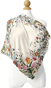 Women Luxury Silk <b>Scarf</b> Fashion Floral Printed Neck Head Wrap Soft Lightweight Elegant Daily Accessory Silk <b>Scarf</b> - Product Image 2