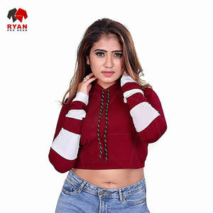 เสื้อฮู้ดครอปท็อปผู้หญิงทันสมัย สีสันตามสั่ง ไซส์พลัส บริการ OEM และ ODM มีให้บริการ - Product Image 1