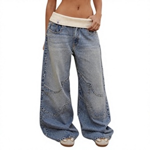 Jeans de Mezclilla Casuales para Mujer, Corte Recto, Cintura Media, Holgados, de Secado Rápido, Estilo Vintage, Tejido Sólido, para Otoño - Product Image 1