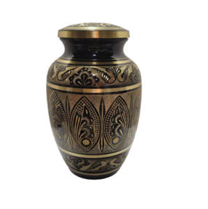 Urnas de cenizas humanas de alta calidad Urnas de cremación para adultos Precio bajo Funeral de metal con tiras negras y doradas Acabado Urna de cremación - Product Image 6