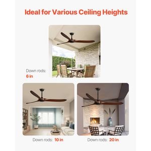 Ventilatore da soffitto moderno da 72 pollici a basso profilo con motore DC reversibile, luce e telecomando a 6 velocità, motore in rame (spina USA) - Product Image 6