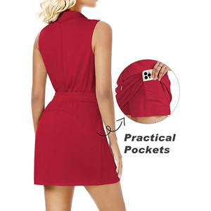 Conjunto de ropa transpirable para pickleball para mujer, pantalones cortos con cuello alto, conjunto de pantalones cortos y camiseta sin mangas de cuello alto para pickleball, ajuste delgado para mujer - Product Image 5