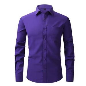 Camisas de Vestir Clásicas para Hombre, con Botones, de Sarga Sólida, Transpirables, Antiarrugas, 100% Algodón, Hechas en Pakistán, Colores Personalizados, OEM, Estilo Urbano - Product Image 1