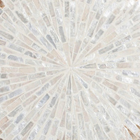 Table d'appoint ronde élégante en nacre naturelle avec surface en mosaïque texturée, meuble décoratif pour salon