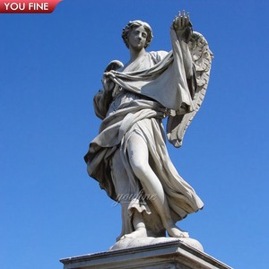 Statua in spugna <span class=keywords><strong>Angelo</strong></span> Ponte ant <span class=keywords><strong>Angelo</strong></span> in marmo bianco intagliato a mano a grandezza naturale - Product Image 3
