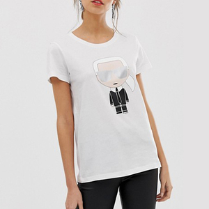 Camiseta Blanca de Algodón para Mujer con Estampado de Personajes, Cuello Redondo, Manga Corta, Corte Ajustado Informal, para Primavera/Verano - Product Image 4