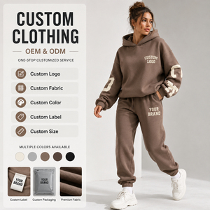 Ensemble de sweat-shirts à capuche unisexe Chicago New York, imprimé lettres marron, décontracté, coupe ample, longueur intégrale, pour toutes les saisons - Product Image 6