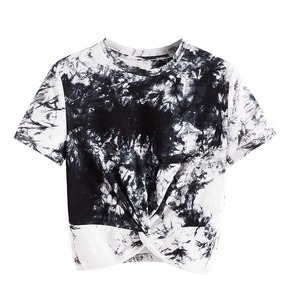 Camiseta Corta Tie Dye para Mujer al por Mayor, Transpirable, de Algodón, Estilo Urbano, Moda de Verano, Fabricante y Proveedor OEM - Product Image 1