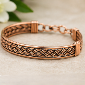 Traditional Ayurvedic Interwoven <b>Wire</b> Solid Copper Health Bracelet Exquisite Craftsmanship Fashion Jewelry - Product Image 4