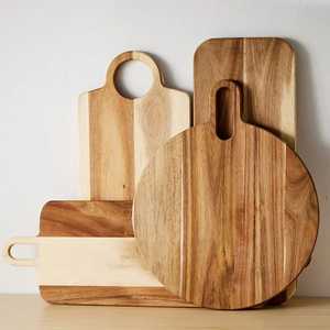 Ensemble de planches à découper en bois d'acacia, planches à découper en bois, planches de service pour la cuisine, plateau à fromage avec poignée, rond, rectangulaire - Product Image 1