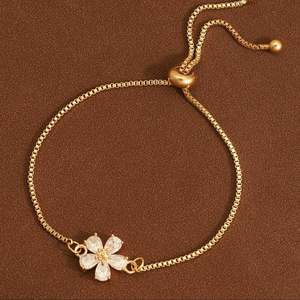 Hallmark Gold Plated <b>Silver</b> Flower <b>Charm</b> <b>Bracelet</b> for Women - Product Image 2