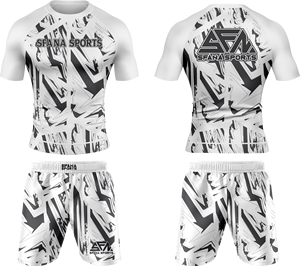 Ensemble de qualité supérieure MMA No Gi pour hommes, rashguard, shorts, combinaison de compression, vêtements de sport pour l'entraînement BJJ, la salle de sport et les exercices - Product Image 1
