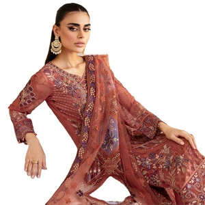 ชุดสูทงานแต่งงานสำหรับผู้หญิงจากปากีสถานชุดสูทผ้าชีฟอง3ชิ้นจาก Ramsha Volume Dastoor - Product Image 1