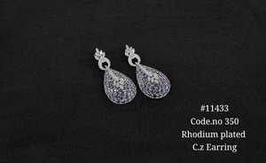Pendientes colgantes 11433, pendientes de circonia cúbica chapados en rodio, elegantes pendientes en forma de lágrima, joyería para bodas y fiestas - Product Image 4