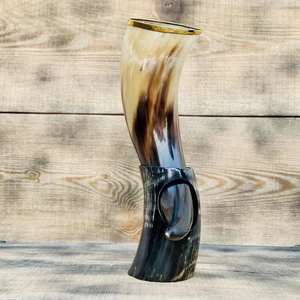 Corne à boire Viking Ox, support inclus, qualité supérieure, artisanat naturel fait main, toucher réel, style animal, vente en gros - Product Image 1