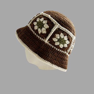 Handmade Women's Outdoor Floral Crochet Bucket Hat Knitted Pattern <b>Sunscreen</b> Folded Casual Beach Travel Fishing Cycling Sports - Product Image 2