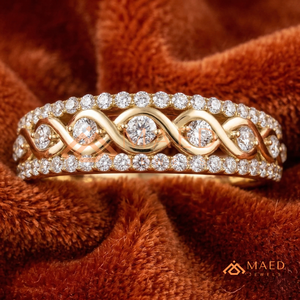 14K Yellow Gold Over <b>Silver</b> Infinity Diamond <b>Ring</b> – Braided Wedding Band for Women Yellow Gold Vermeil Infinity <b>Cross</b>-Over <b>Ring</b> - Product Image 4