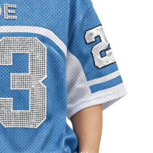 เสื้อเจอร์ซีย์อเมริกันฟุตบอลปักเพชร ระบายอากาศได้ดี ทรงโอเวอร์ไซส์ สตรีทแวร์ รับสกรีนโลโก้ แบรนด์ส่วนตัว ชุดทีม - Product Image 5