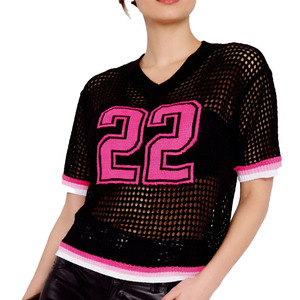 Maillot de football américain unisexe personnalisé en maille ouverte à col en V avec numéro et graphique imprimés par sublimation, style streetwear, marque privée - Product Image 5