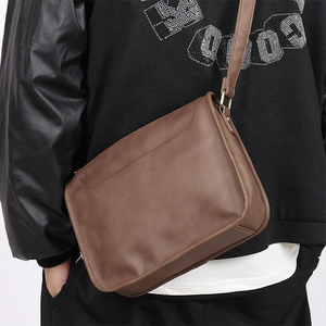 Leather Messenger <b>Bag</b> Small Zipper Closure Crossbody <b>Shoulder</b> <b>Bag</b> <b>Men</b> Women Daily Use All Seasons Lightweight - Product Image 1