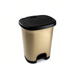 CUBO PEDAL 18L Cestino per Rifiuti con Coperchio Ribaltabile Dorato e Parte Superiore Nera, Elegante Contenitore per Rifiuti - Product Image 1