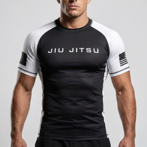 Chemises de bain personnalisées pour hommes en gros - Protection UPF50+, tissu polyester/spandex anti-humidité, manches courtes, plusieurs logos - Product Image 5