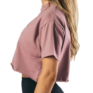 Women <b>Crop</b> <b>Top</b> Shirts Over Size Ladies Street Wear Women Short Sleeve <b>Crop</b> <b>Top</b> T Shirts Custom 100% Cotton Women T-shirts - Product Image 1
