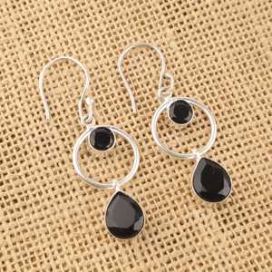 Boucles d'oreilles élégantes en onyx noir, argent sterling 925, serti clos, bijoux en pierres précieuses, cadeau pour femme, idéal pour les occasions festives - Product Image 6