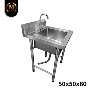Top Grade Compact Single Bowl <b>Sink</b> 0.8mm Thickness Stainless Steel Free Standing Commercial <b>Kitchen</b> Cafe Washing Basin <b>Unit</b> - Product Image 3