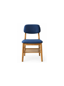 Midcentury Modern Dining <b>Chair</b> with Navy Cardinal Blue <b>Leather</b> for Upholstered Seat and Backrest use for Dinning Room - Product Image 1