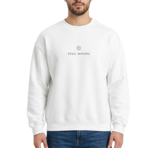 Sudadera Minimalista con Cuello Redondo, Estilo Holgado, Blanca, de Algodón, para Otoño, Uso Casual - Product Image 2