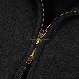 Custom Double Layer Hood <b>Black</b> Vintage <b>Zip</b> <b>up</b> <b>Hoodie</b> Drop Shoulder Boxy Oversized Acid Wash Hoodies for Men - Product Image 3