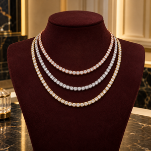Collier tennis en diamants naturels brillants de 18 pouces pour femmes |   Or 18 carats 0,20 carats 3,8 mm GH VS GH SI Taille classique de luxe certifiée IGI - Product Image 3