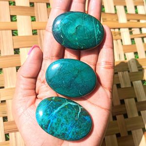 Pierre de palmier ovale en chrysocolle naturelle polie, cristal de guérison, Reiki, méditation, énergie d'amour, décoration religieuse, vente en gros Feng - Product Image 4