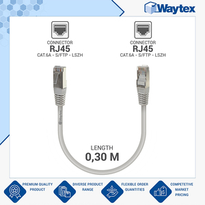 สายเคเบิลคุณภาพระดับมืออาชีพ ทองแดงแท้ 100% S/FTP LSOH สีเทา 0.30 ม. RJ45 Cat. สายเคเบิลเครือข่าย 6a สำหรับสำนักงานขนาดเล็กและเครือข่ายภายในบ้าน - Product Image 2
