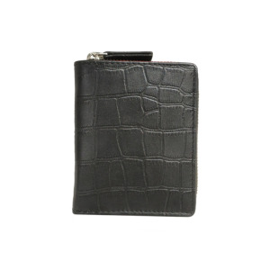 Cartera de mano de piel auténtica con estampado de cocodrilo para mujer, con cremallera metálica, tarjetero y monedero metálico, modelo corto, disponible para exportación, con bloqueo RFID. - Product Image 1