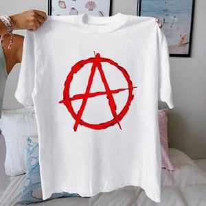 Grand symbole d'anarchie rouge T-shirt confortable en pur coton pour femme - Product Image 2