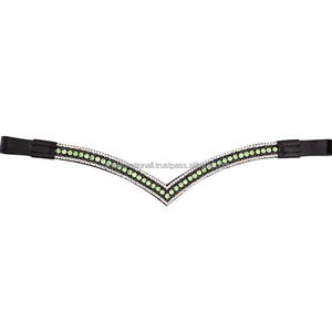 Correa de cuero negro para cejas de caballo, banda de 5 filas con cristales transparentes y perlas de Centro de Diseño de equino personalizado, hecho a mano - Product Image 6