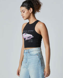 T-shirt haut court respirant personnalisé T-shirt court uni pour femmes T-shirt court Premium, Slim - Product Image 2