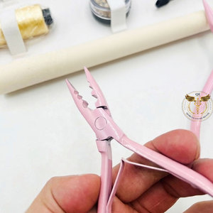 Professional Pink <b>Bead</b> Press Pliers – Stainless Steel Hair <b>Extension</b> Crimping Tool for Salon Use - Product Image 2