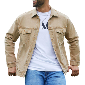 Chaqueta de Mezclilla de Algodón para Hombre, Estilo Casual, Color Sólido, Cuello Solapa, Cierre de Botón, Chaqueta Vaquera para Hombre, Otoño, Corte Ajustado, Calidad - Product Image 1