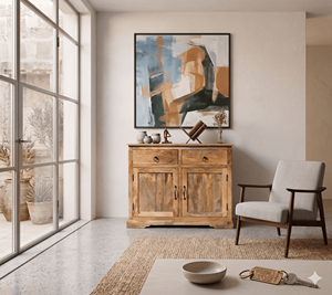 Modern Luxury Mango Wood Cabinet 2 Door 2 <b>Drawer</b> Solid Wood Credenza Living Room Furniture Home Furniture - Product Image 1