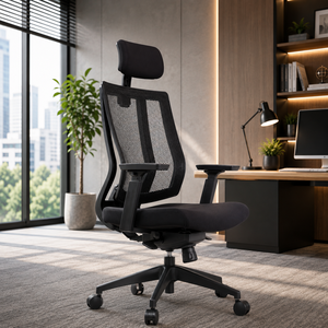 Chaise de bureau KINSHA confortable avec accoudoirs 3D réglables, en PU ergonomique, design moderne, pivotante. - Product Image 1