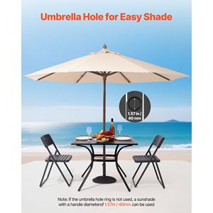 Tavolo da pranzo quadrato da esterno in metallo da 37 pollici con foro per ombrellone da 1,5 pollici, resistente alle intemperie, per patio, giardino, bistrò, centro commerciale - Product Image 5