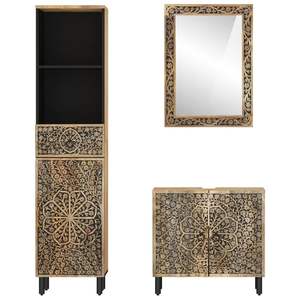 Juego de Muebles de Baño de 3 Piezas de Madera Maciza de Mango - Product Image 3