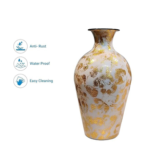 Florero Decorativo de Hierro Metálico para el Hogar, Recubierto de Polvo Blanco, Diseño Dorado, Tamaño Personalizado, Decoración para Mesa, Hogar, Oficina, Restaurantes - Product Image 2