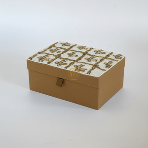 Decorative Beaded MDF Fabric Jewelry <b>Box</b> <b>Floral</b> Design Handmade Craft Storage Organizer Gift <b>Box</b> 1-3L Capacity Bulk Supply - Product Image 1