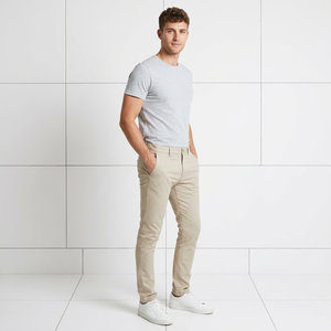 <b>Men's</b> <b>Khaki</b> Oxford Jogger Regular Fit Cotton Trousers Mid Waist Button Fly Casual Winter Wear Midweight Breathable Anti-pilling - Product Image 2