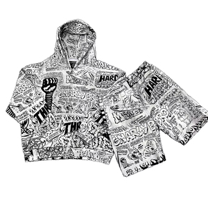 Conjunto Deportivo Unisex Sinewy Sports, Sudadera con Capucha y Cremallera, Manga Larga, Estampado de Dibujos Animados, Pantalones Cortos, Transpirable, Peso Medio - Product Image 1